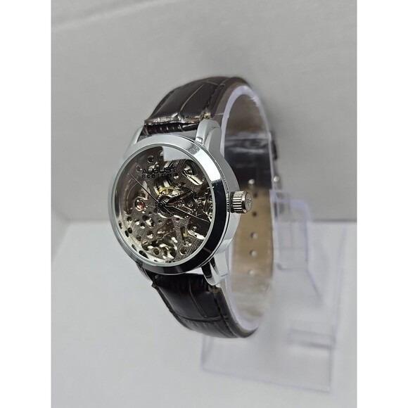 August Steiner AS8033SS Skeleton Automatic Self Winding Silver Tone Unisex Watch - Picture 2 of 11
